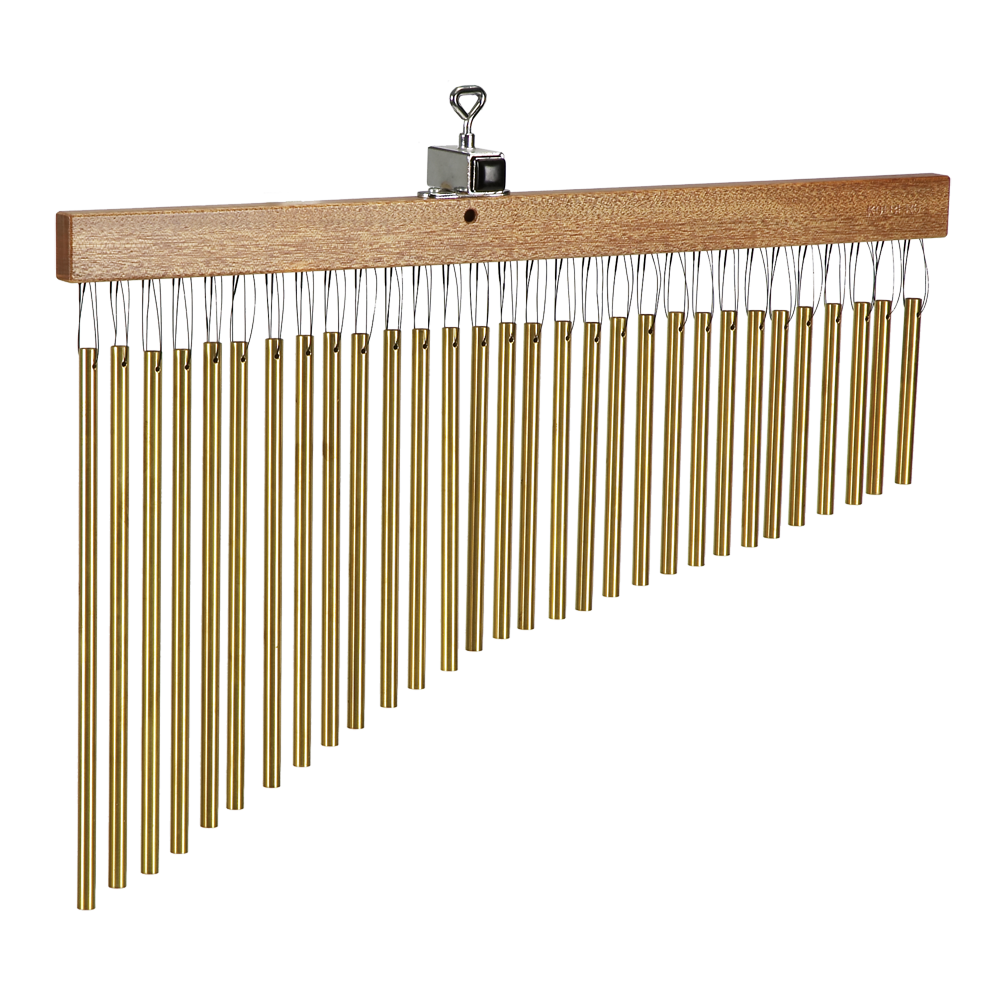 Metal wind-chimes, brass tubes, with holder
