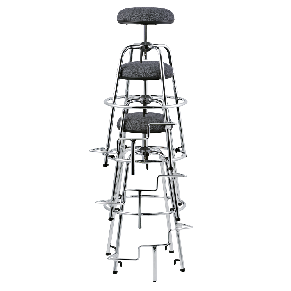 Double-bass stool, travelling model, tiered foot rest (3093)