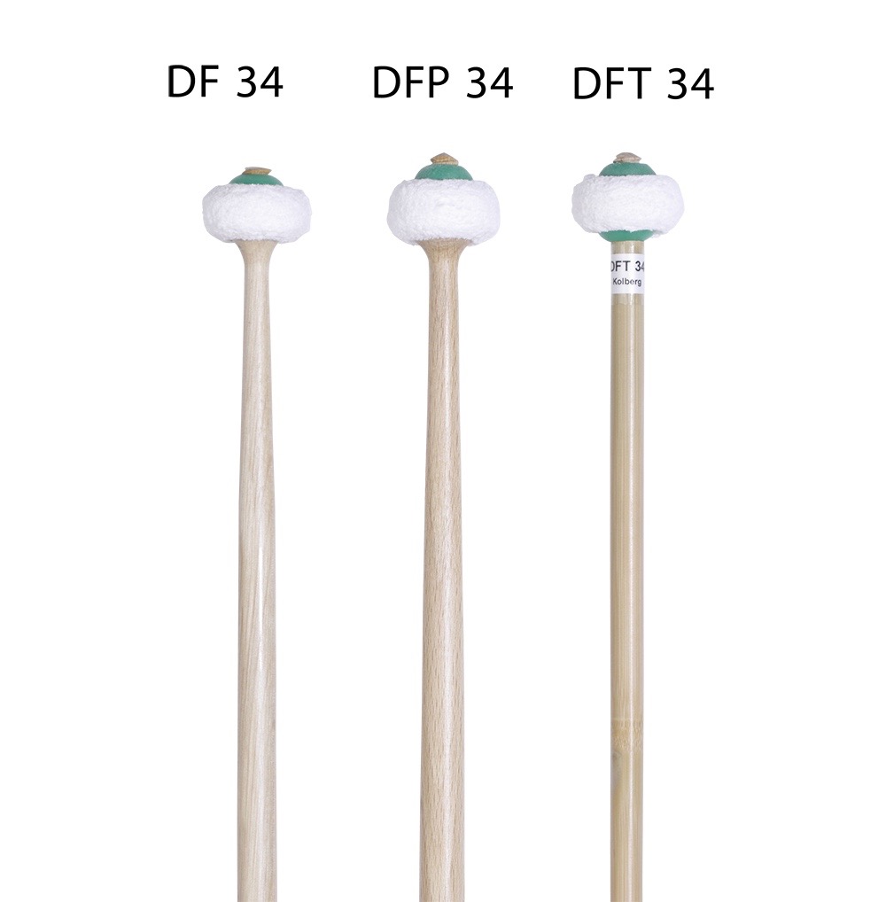 Dresden flannel timpani mallets | 37 cm / tonkin shaft (approx. Ø 11 mm) |  soft (green) / 34 mm | DFT34