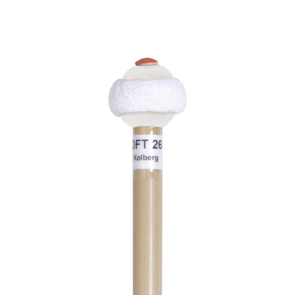 Dresden flannel timpani mallets | 37 cm / tonkin shaft (approx. Ø 11 mm) |  hard (red) / 26 mm | DFT26