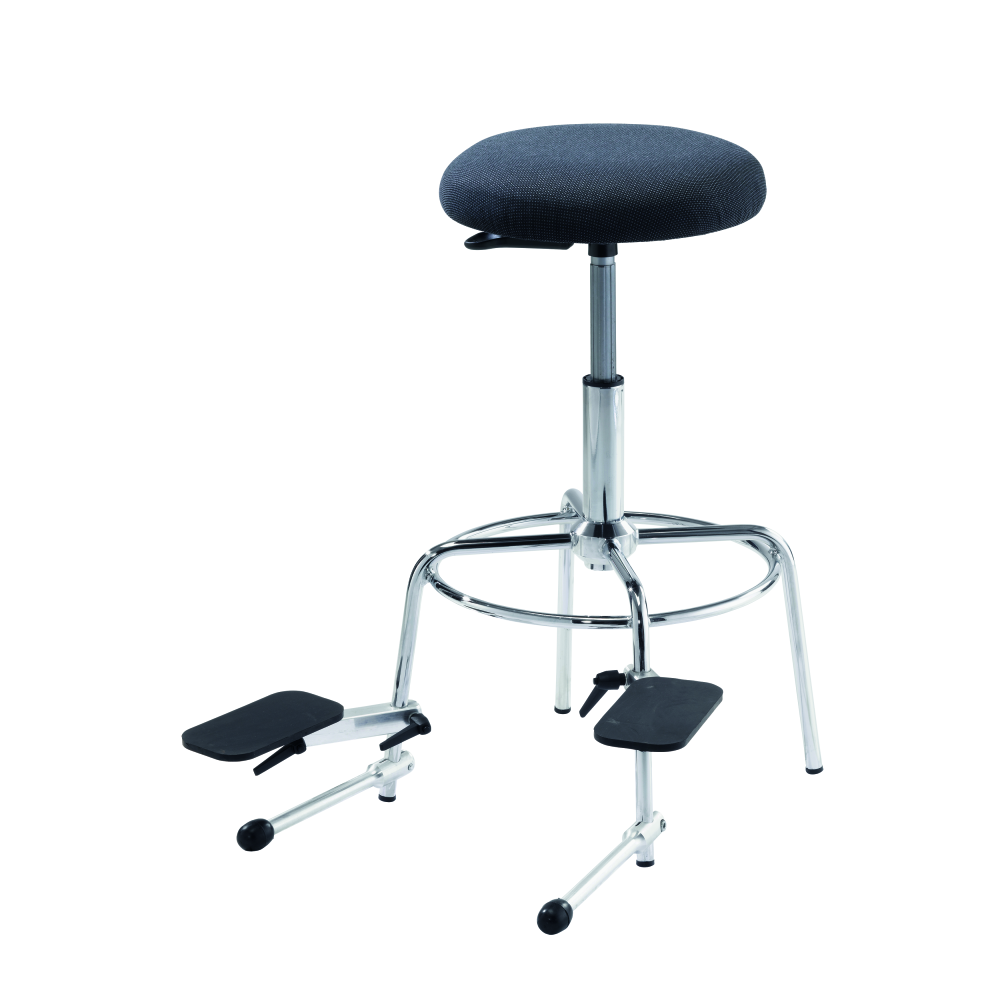 Double-bass stools with 2 adjustable foot rests (3092) | blue 9264 (2  coloured melange) | upward-folding, extensible  upward-folding | approx.  73 - 93 cm | 3092H-F4.R38-9264