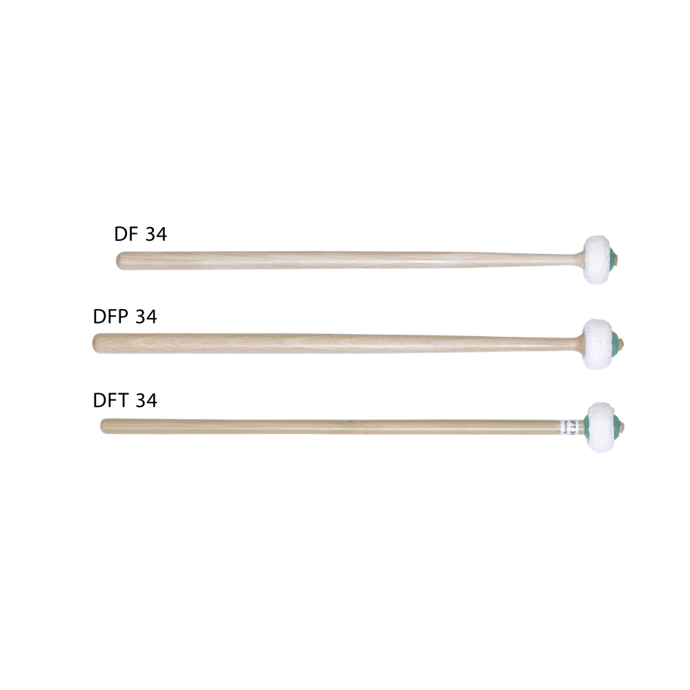 Dresden flannel timpani mallets | 37 cm / tonkin shaft (approx. Ø 11 mm) |  soft (green) / 34 mm | DFT34